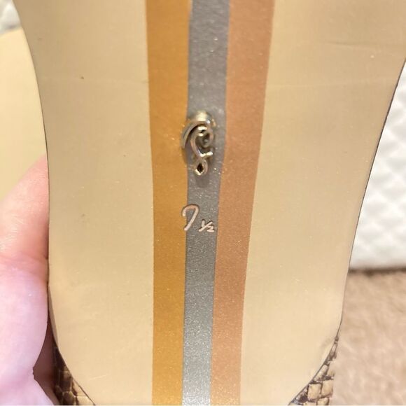 Sam Edelman Kittie Heeled Slide Sandals NEUTRAL MOTIF Womens 7.5 Snake Skin Heel - Picture 9 of 12